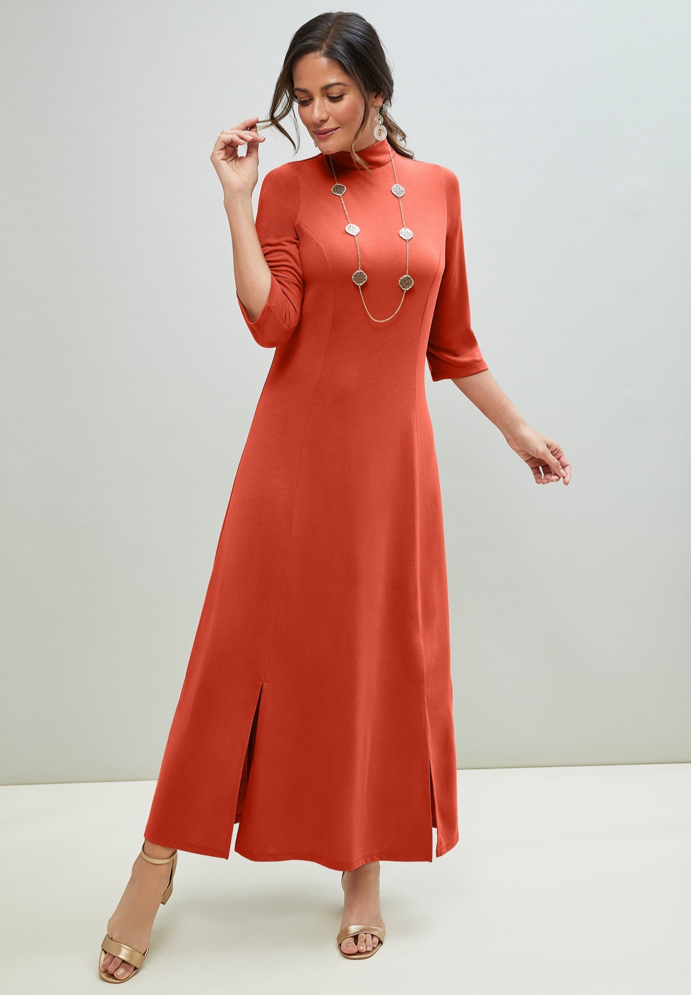 Mockneck Slit Maxi Dress image number 0