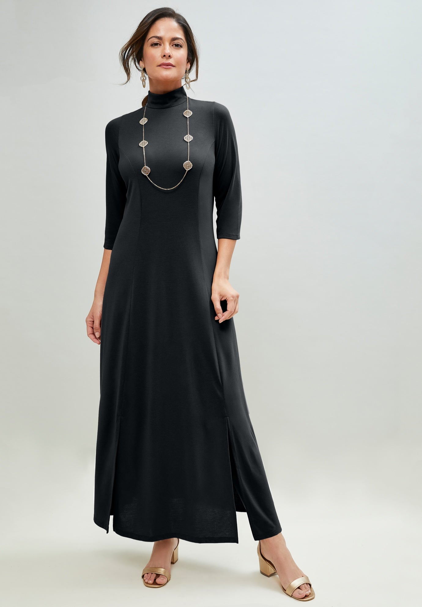 Mockneck Slit Maxi Dress image number 0