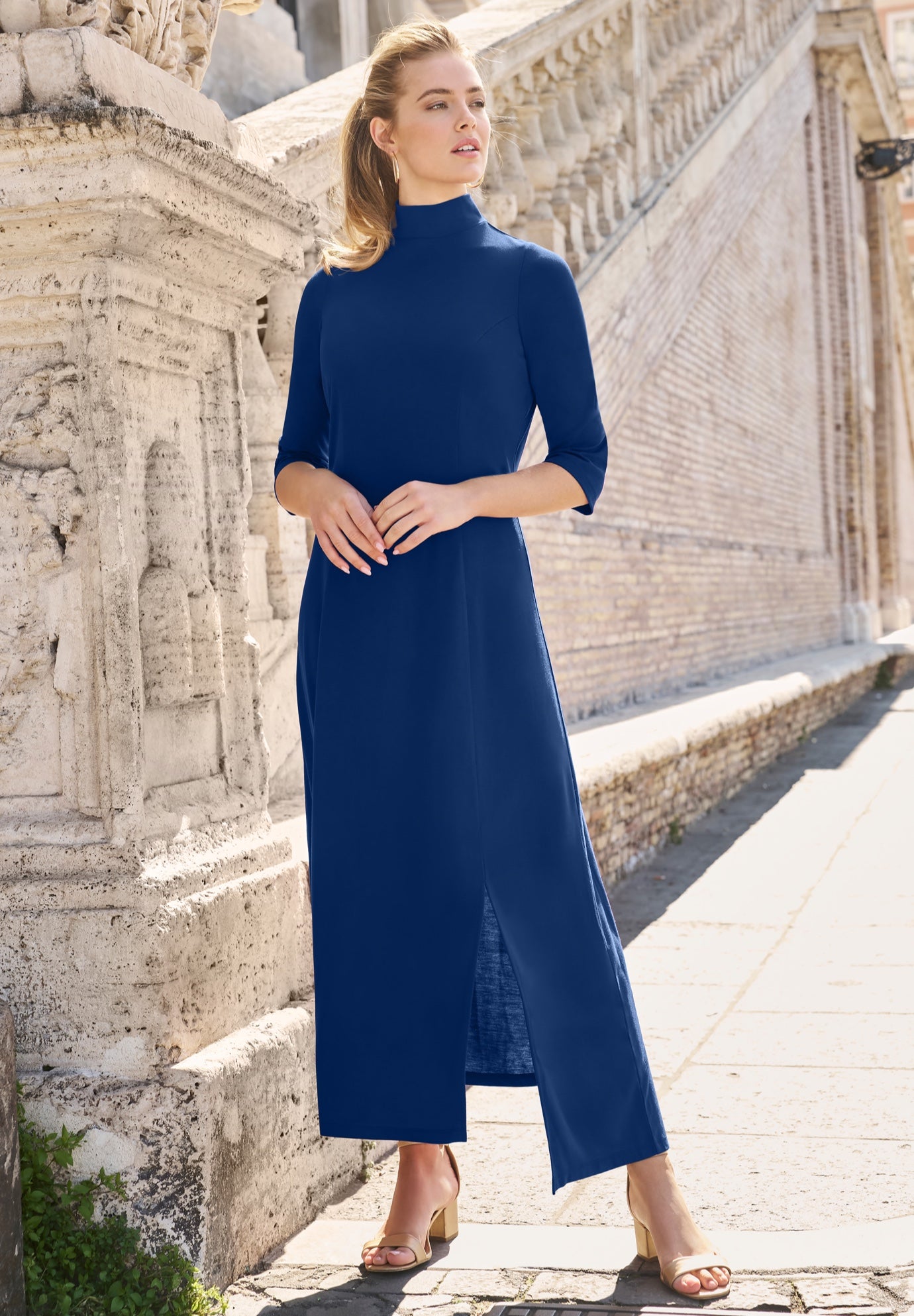 Mockneck Slit Maxi Dress image number 0