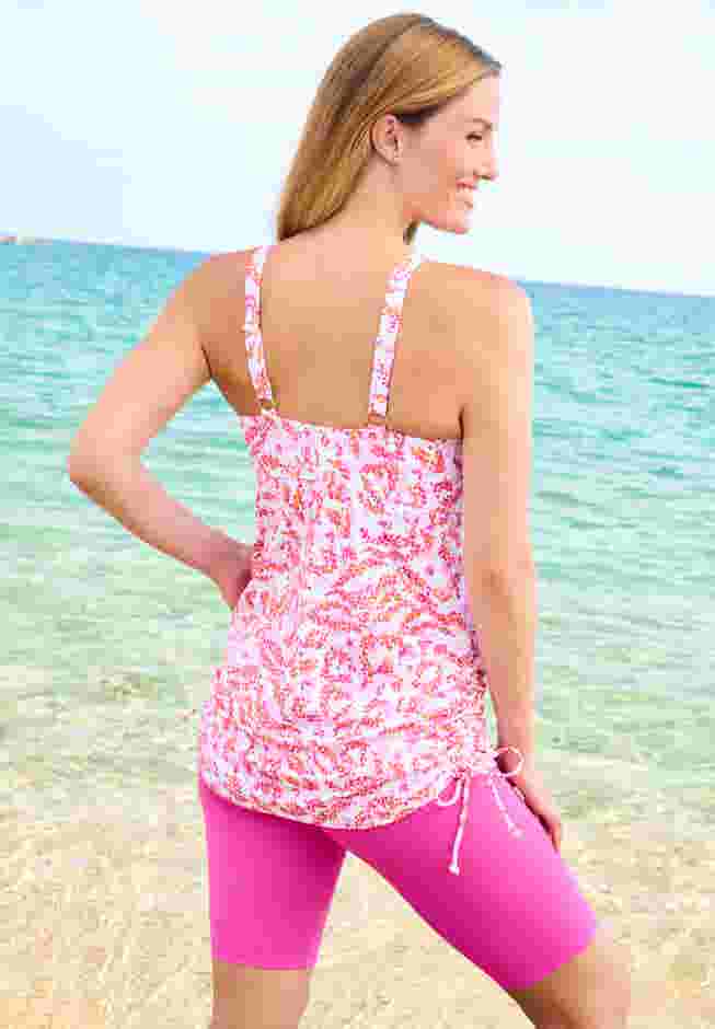Longer-Length Side-Tie Tankini Top image number 1