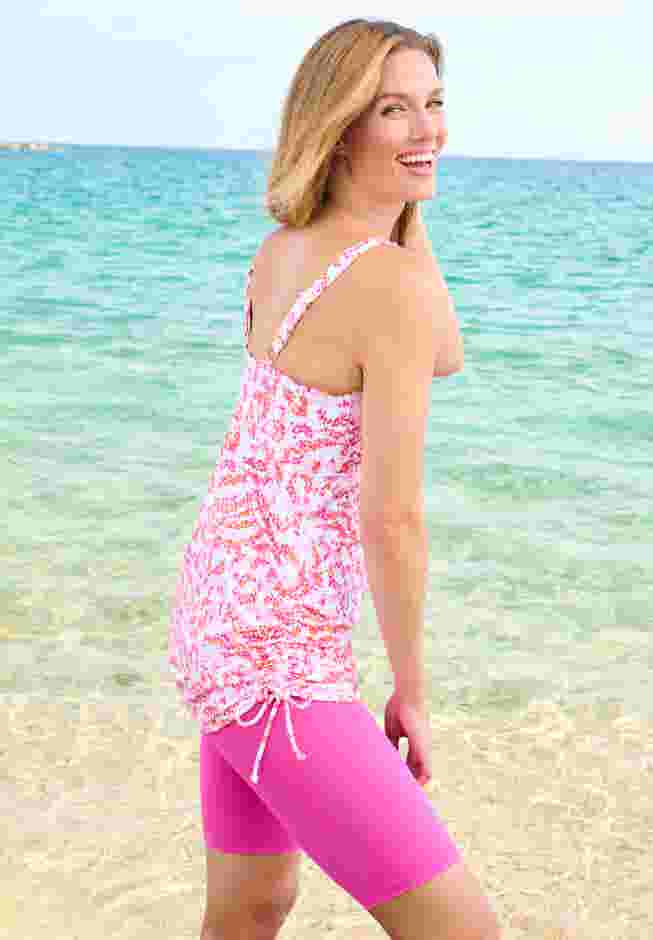 Longer-Length Side-Tie Tankini Top image number 2