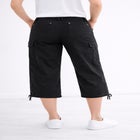 Mid-Rise Stretch Cotton Cargo Capris image number null