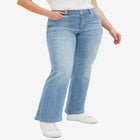 Mid-Rise Back Elastic Bootcut Stretch Jeans image number null