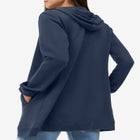 French Terry Long Sleeve Zip-Front Tunic Hoodie image number null