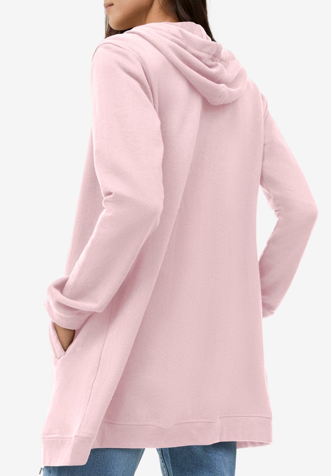 French Terry Long Zip Front Hoodie image number 1