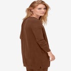 V-Neck Button-Front 100% Cotton Boyfriend Cardigan image number null