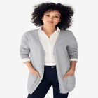 V-Neck Button-Front 100% Cotton Boyfriend Cardigan image number null