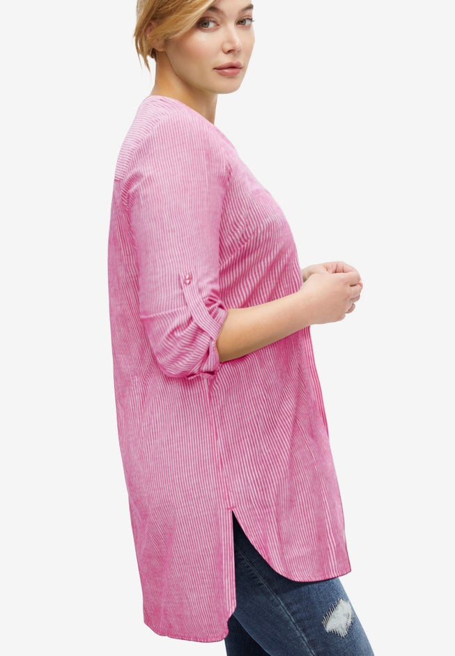 Breezy Cotton Henley Tunic image number 1