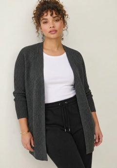 Soft Waffle-Knit Long Cardigan