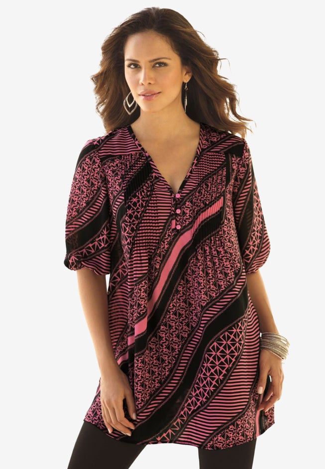 Printed Y-Neck Georgette Top image number 0