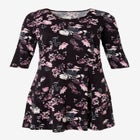 Stretch Knit Scoop Neck 3/4 Sleeve A Line Dress image number null