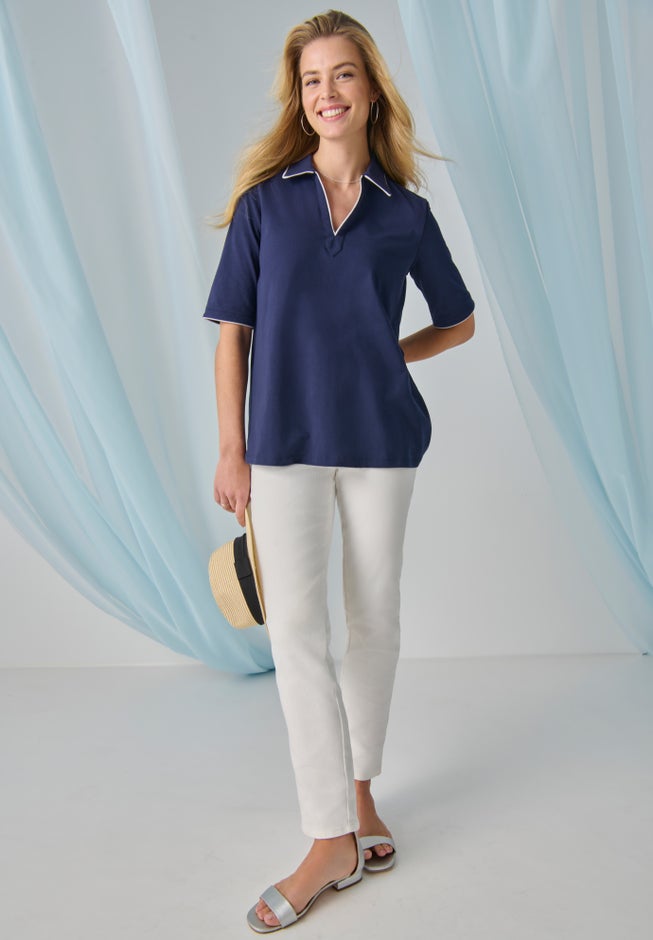 Stretch Cotton Polo Tee image number 3