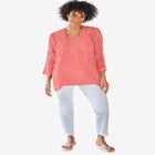 Crochet Curved-Hem Cardigan Sweater image number 0