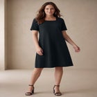 Stretch Cotton Square Neck Midi Dress image number 0