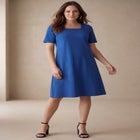 Stretch Cotton Square Neck Midi Dress image number null
