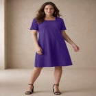 Stretch Cotton Square Neck Midi Dress image number 0