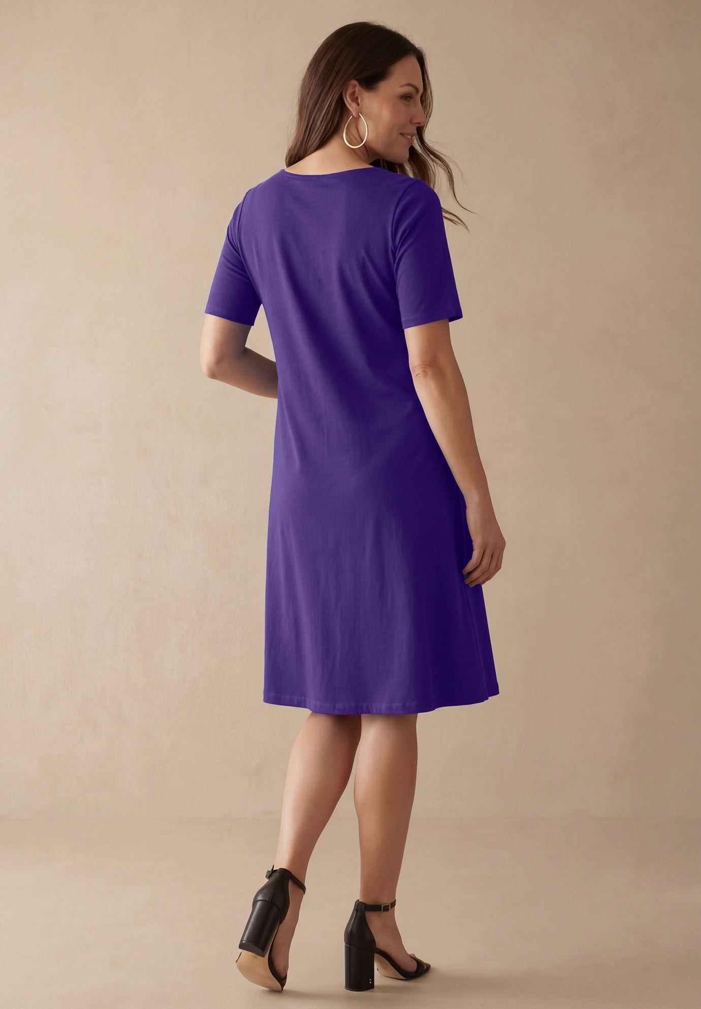 Stretch Cotton Square Neck Midi Dress image number 1