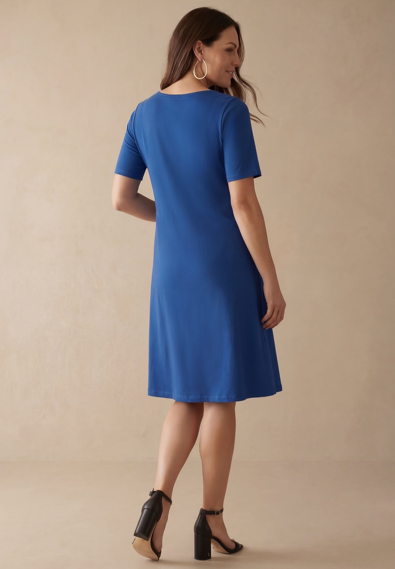 Stretch Cotton Square Neck Midi Dress image number 2