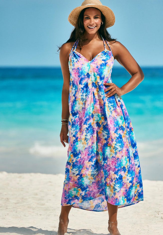Braided Strap Gauze Maxi Dress image number null