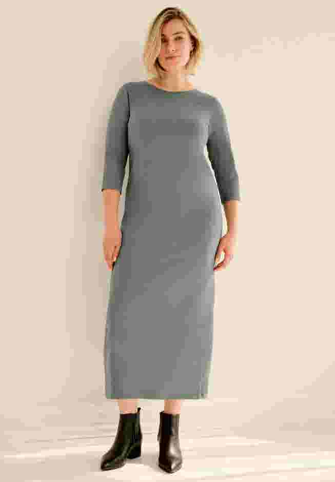 Three-Quarter Sleeve Knit Maxi Dress image number 0