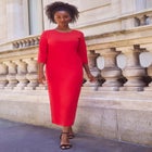 Three-Quarter Sleeve Knit Maxi Dress image number null