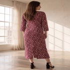 Cotton Spandex Jersey Three-Quarter Sleeve Scoopneck Maxi Dress image number 1