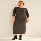 Three-Quarter Sleeve Knit Maxi Dress image number null