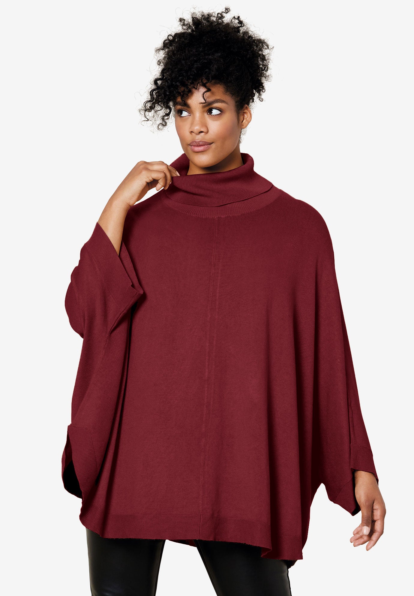 Turtleneck Poncho Sweater image number 0