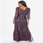 Plus Size Beaded V-Neck 3/4 Sleeve Sleeve Maxi Gown image number null
