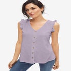 Button-Front Ruffle Sleeve Tank image number null