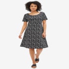 Short Sleeve Fit & Flare Knit Dress image number null