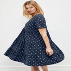 Cotton Spandex V-Neck Short Sleeve Tiered A-Line Dress image number null