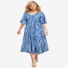 Knit Midi Dress With Surplice Neckline & Waist Tie image number null