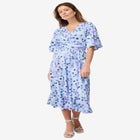 Knit Midi Dress With Surplice Neckline & Waist Tie image number null