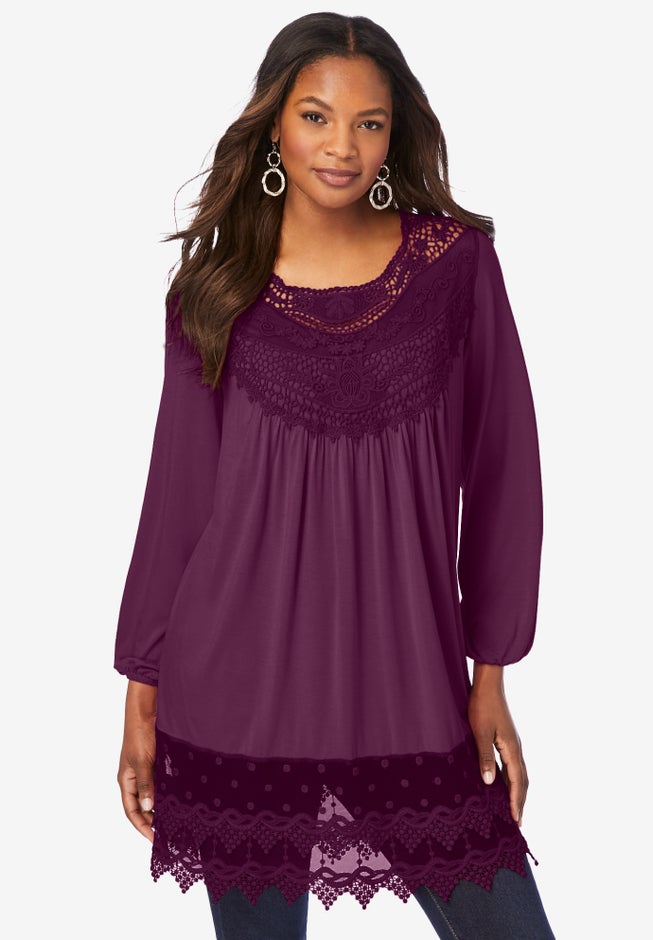 Scoopneck Lace Bib Tunic image number null