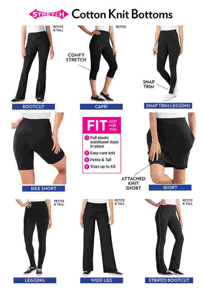 Womens Plus-Size Stretch-Cotton Knit Pull-On Wide-Leg Leggings image number 3