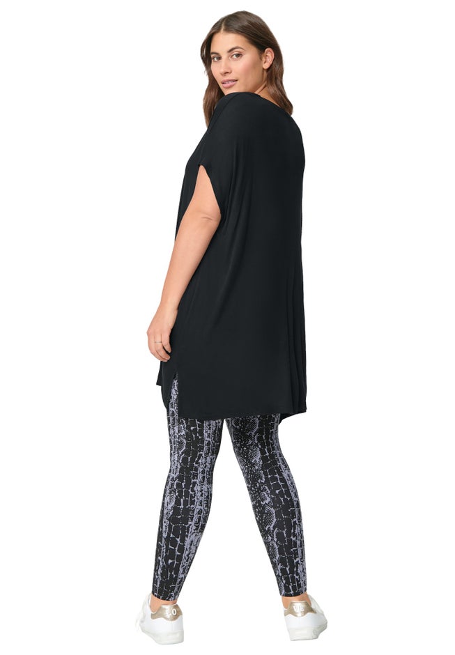 Stretch Knit Scoop Neck Oversized Tunic image number 2