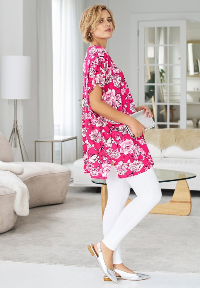 Stretch Knit Scoop Neck Oversized Tunic image number 2