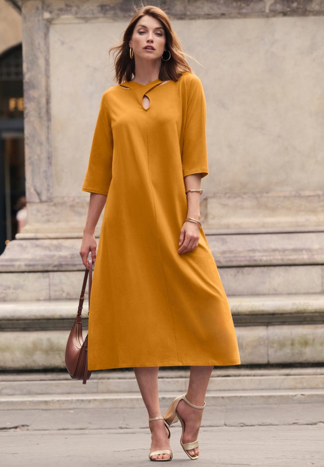 KEYHOLE A-LINE T-SHIRT DRESS image number 0