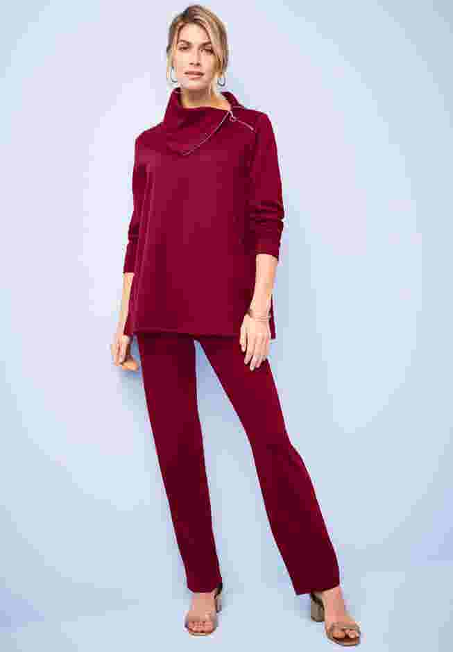 Ponte Split Neck 2-Piece Set image number 0