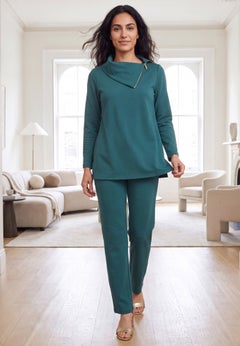 Ponte Split Neck 2-Piece Set