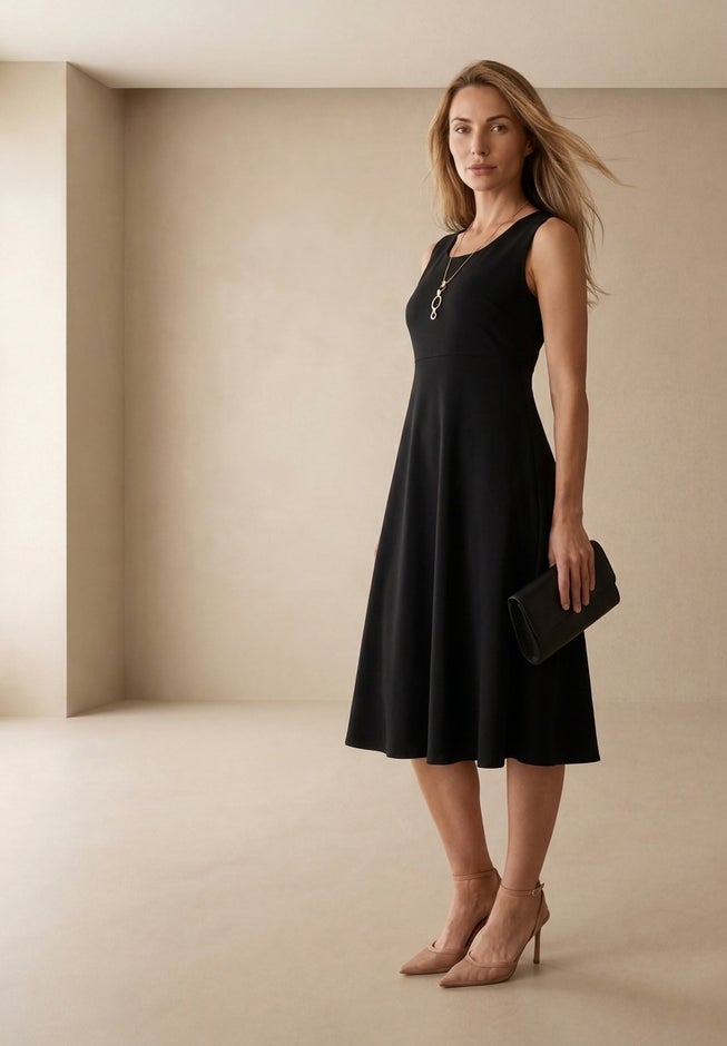 Bi-Stretch Fit and Flare Dress image number 1