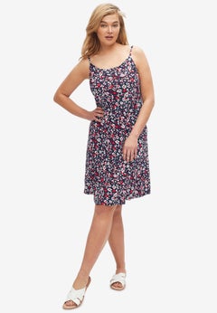 Stretch Jersey Knit A-Line Scoop Neck Tank Dress