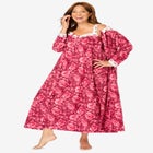 Long 2-Piece Cabbage-Rose Peignoir Set image number null