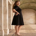Stretch Ponte Flare Dress image number null