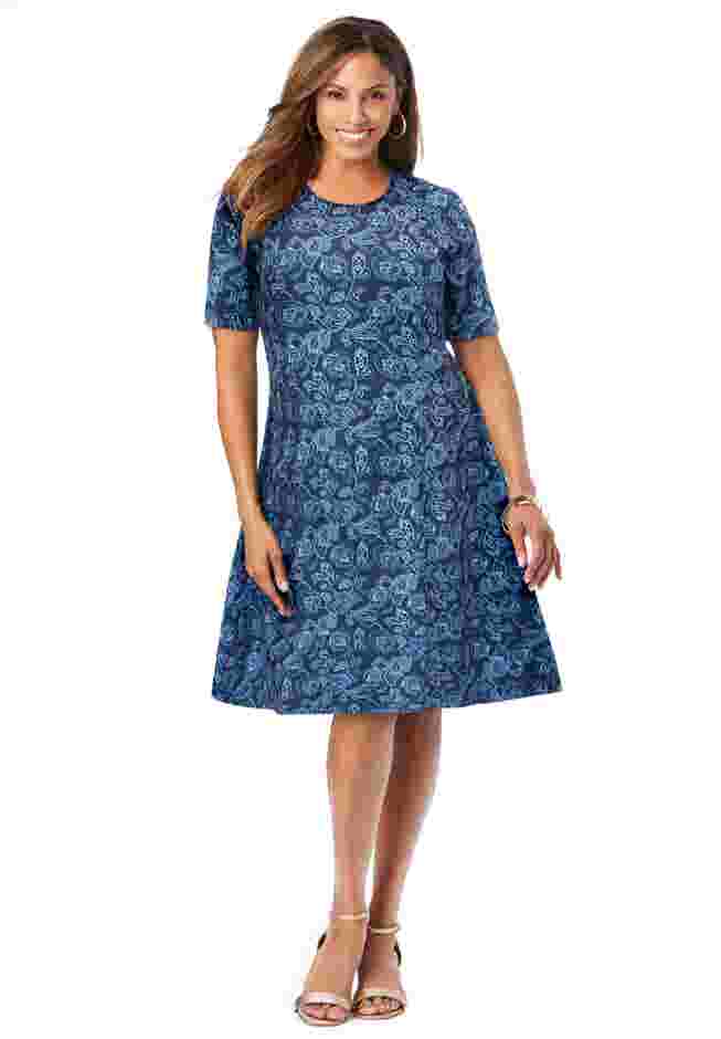 Stretch Ponte Flare Dress image number 0