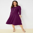 Long Sleeve Stretch Ponte Dress image number null