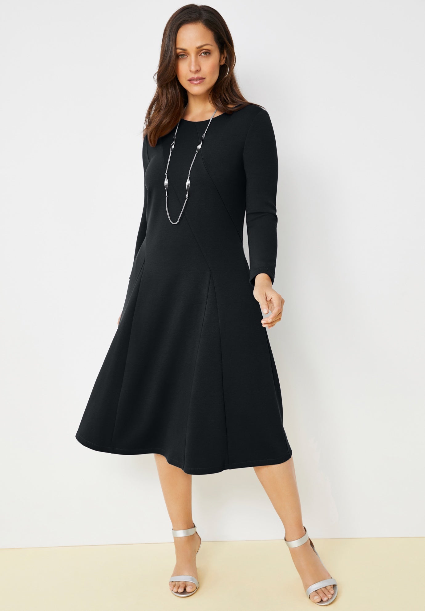 Long Sleeve Stretch Ponte Dress image number 0