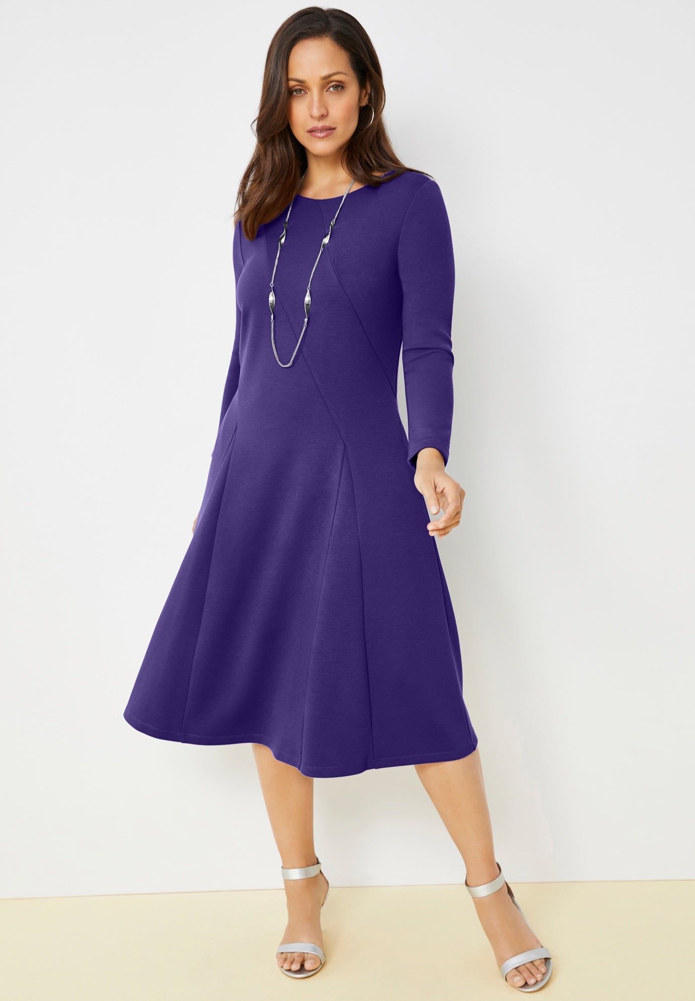 Long Sleeve Stretch Ponte Dress image number 0