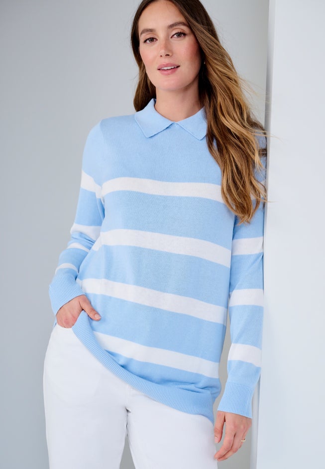 Pullover Collared Polo Sweater image number 1